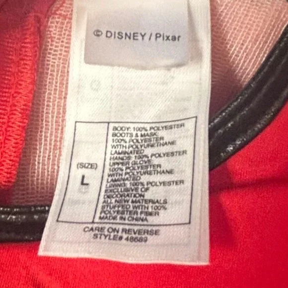 Disney‎ The Incredibles Halloween Costume Kids Large Super Hero Red Black Gloves - Picture 7 of 10